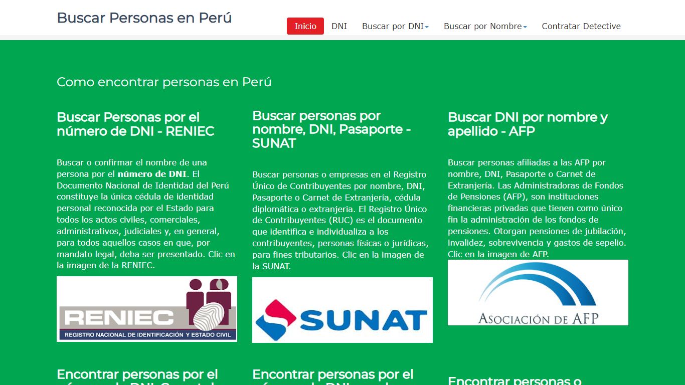 Buscar Personas en Peru por DNI nombre apellido Gratis